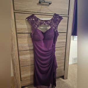 Betsy & Adam Deep Purple Lace Dress